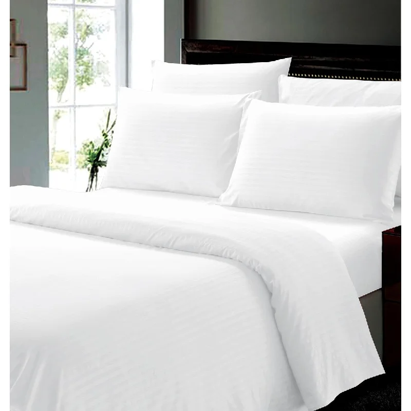 Thermal - Regulating Bamboo Sheets for All - Season ComfortFAITH, HOPE, LOVE HOME DÉCOR 6 Piece Queen Stripe Sheet Set includes 1 Flat Sheet 1 Fitted Sheet 4 pillow cases-White